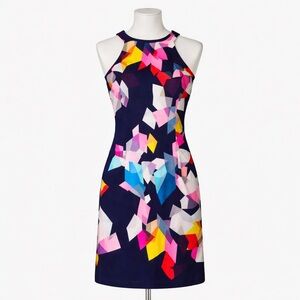 Trina Turk Abstract Geometric Sheath Dress 8 Made in USA